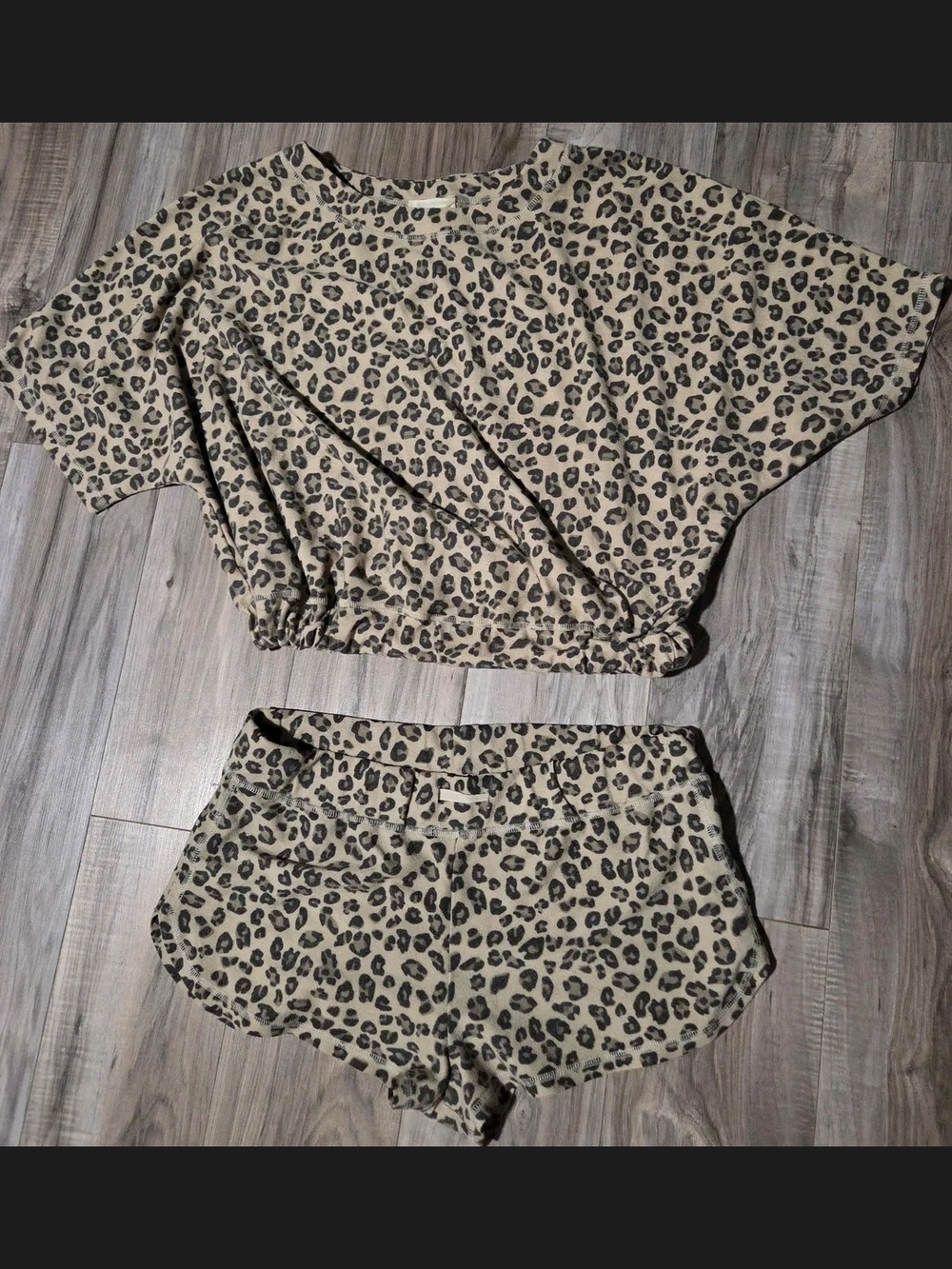Mustard Seed Leopard-Print Lounge Set in Beige and Charcoal